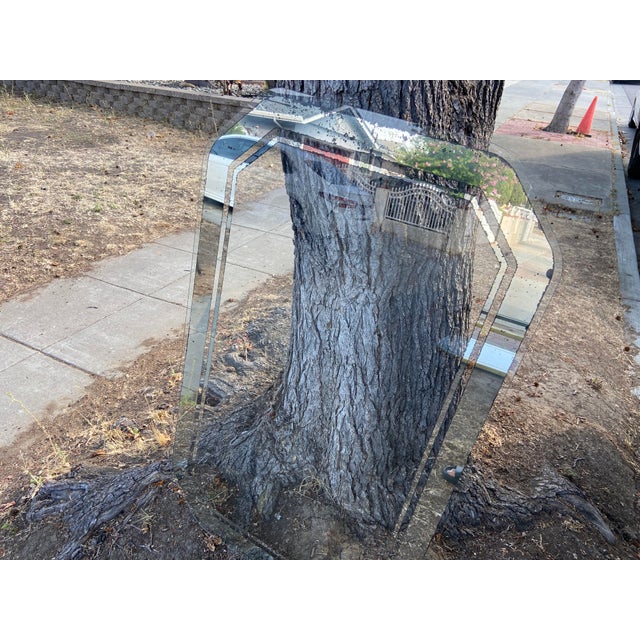 Vintage Hollywood Regency Style Black Lacquer and Glass Floating Coffee Table With Patina For Sale - Image 17 of 18