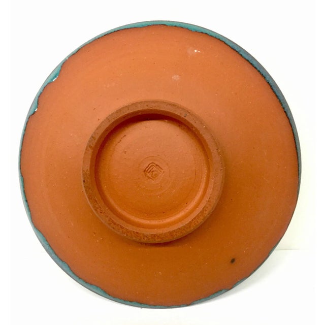 Abstract Artisan Clay Ceramic Low Bowl For Sale - Image 5 of 11