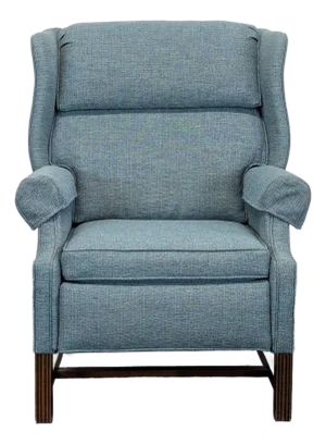 Vintage Comfortable Blue Recliner Lounge Chair With Wooden Legs