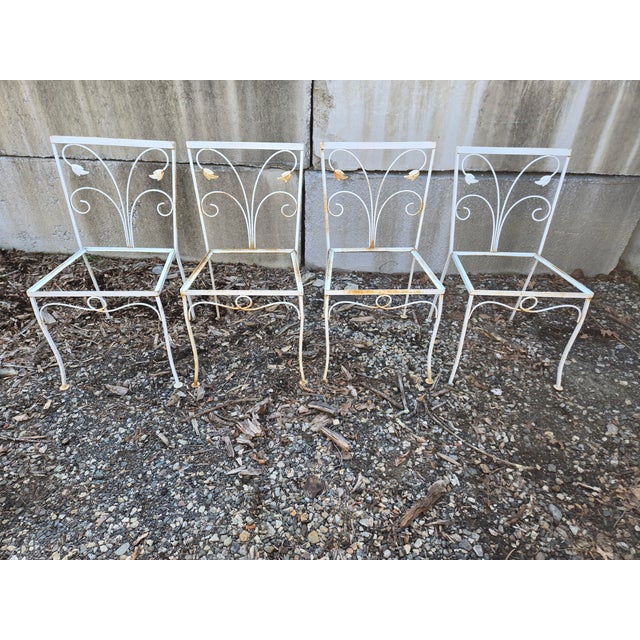 Vintage Salterini Style Wrought Iron Dining Chairs - Set of 4 For Sale - Image 11 of 12