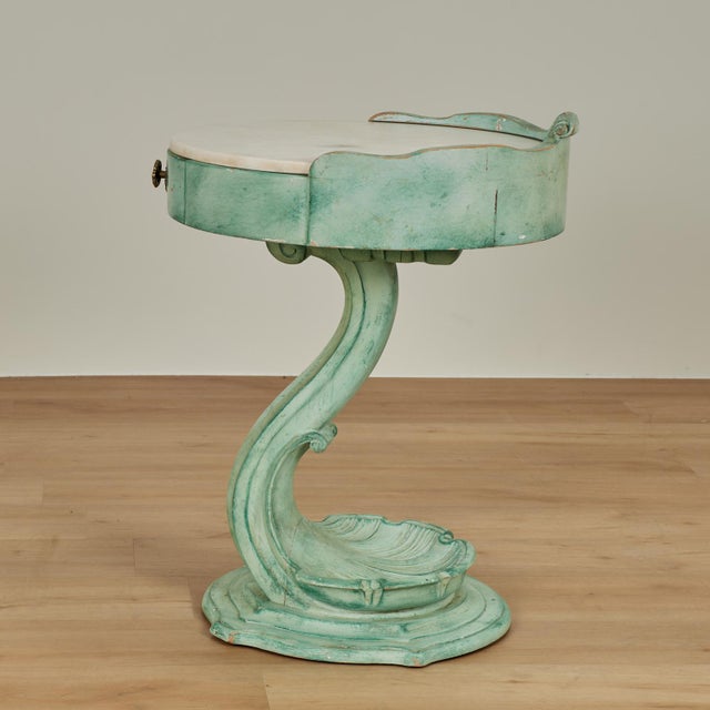 Pair of Italian Art Deco Marble Top Stands With Seashell Bases For Sale - Image 13 of 18