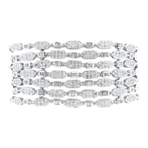 8.42 Carat 7 Row Diamond Link Braclet Crafted in 18k White Gold