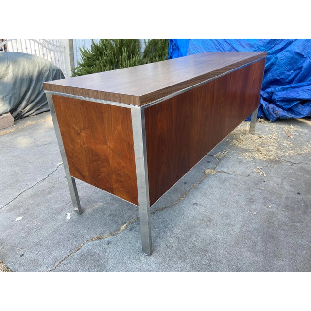 Chestnut 1980s Vintage Mid Century Modern Metal Credenza For Sale - Image 8 of 12
