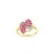 Contemporary Diamond Ruby Cluster Cocktail Ring 14k Yellow Gold, Size 6 For Sale - Image 3 of 4