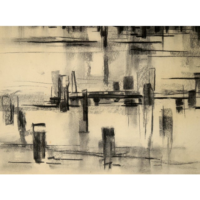 Mid 20th Century Mid Century Nautical Seascape With Seagulls in Charcoal on Paper by Maude Folmar Ramsey For Sale - Image 5 of 7