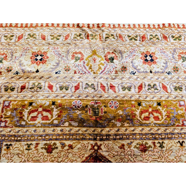 Antique Turkish Silk Prayer Area Rug, Late 19th Century, Red & Gold, 4' x 6' For Sale - Image 14 of 16