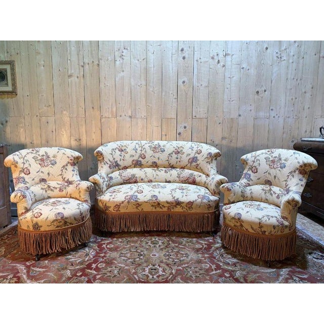 Napoleon III Toadstool Salon with Floral Motifs, Set of 3 For Sale - Image 4 of 11