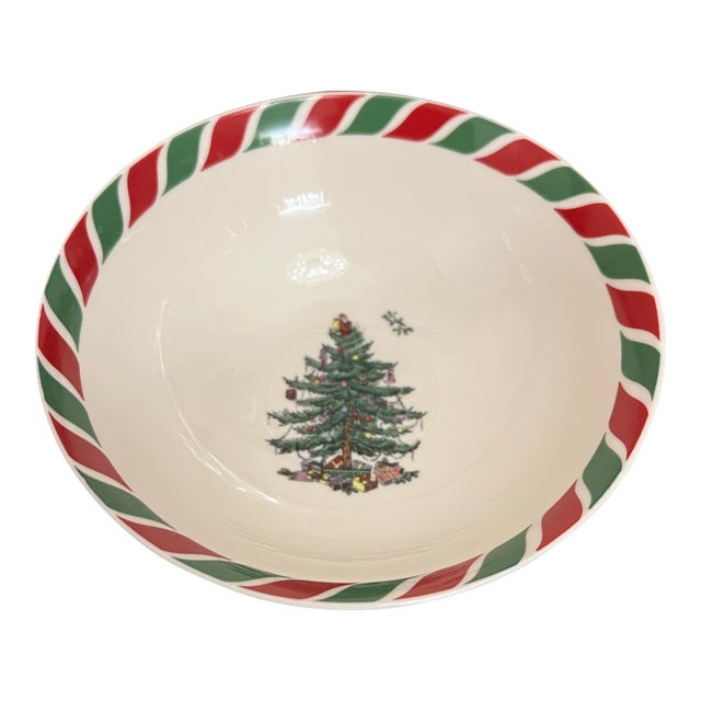 Vintage Candy Cane Bowl by Spode For Sale