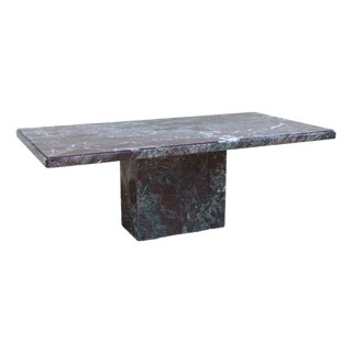 1970s Italian Postmodern Rosso Levanto Marble Dining Table | Monumental Modern Pedestal Table For Sale