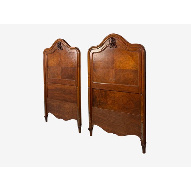 French Provincial French Provincial Style, Twin Headboards, Walnut, Gilt, France, 20th C. For Sale - Image 3 of 12