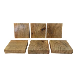 Vintage Square Wooden Coasters - Set of 4 For Sale