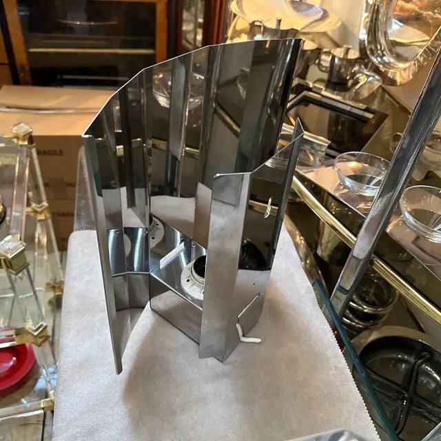 1980s A Pair of 1980s Modern Steel Italian Ambient Light Wall Sconces For Sale - Image 5 of 11