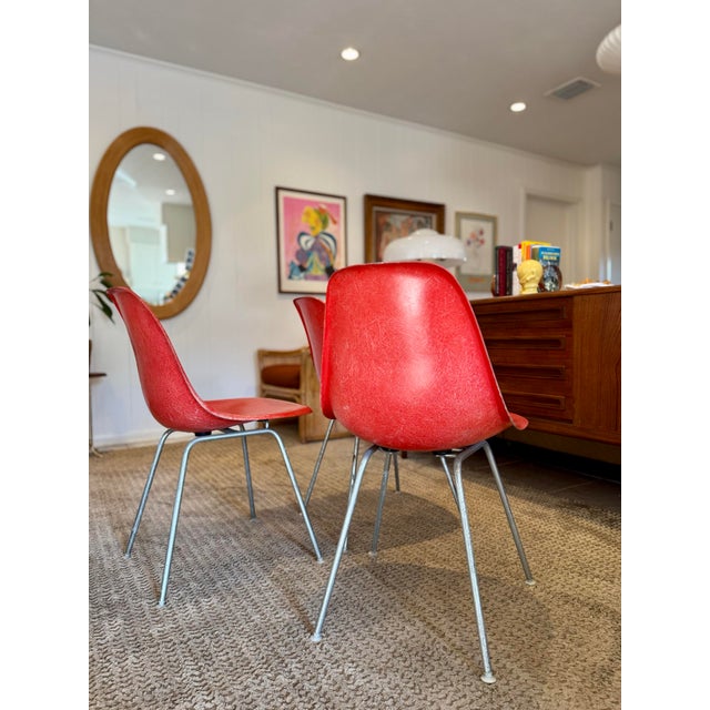 Original Set of 3 Molded Fiberglass Shell Chair, Designed by Charles and Ray Eames for Herman Miller, Dated 1970 For Sale - Image 11 of 12