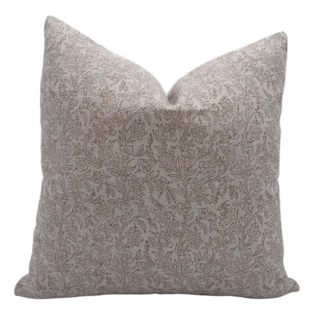 Fabdivine Floral Print Cushion Cover 22x22 Inch High-Quality Linen Fabric- Vishal Jaal For Sale