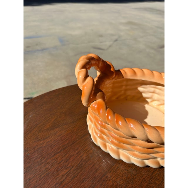 Mid-Century Modern 70s Ceramic Bread Roll Woven Bowl For Sale - Image 3 of 7