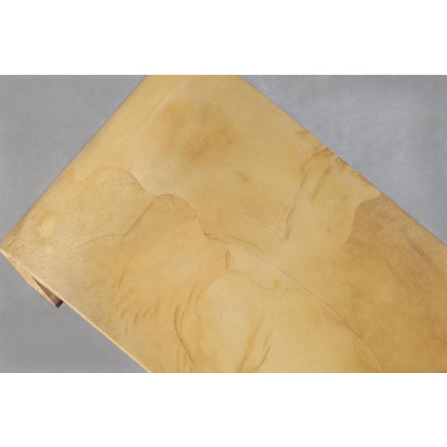 Italian Goatskin Parchment “Waterfall” Console Table Attributed to Aldo Tura For Sale - Image 12 of 13