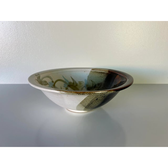 Vintage Hand Painted Abstract Design Pottery Bowl For Sale - Image 11 of 12