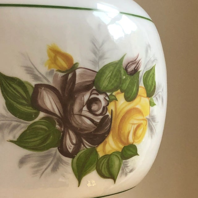 White Mid-20th Century Milk Glass Floral Pendant Light For Sale - Image 8 of 12