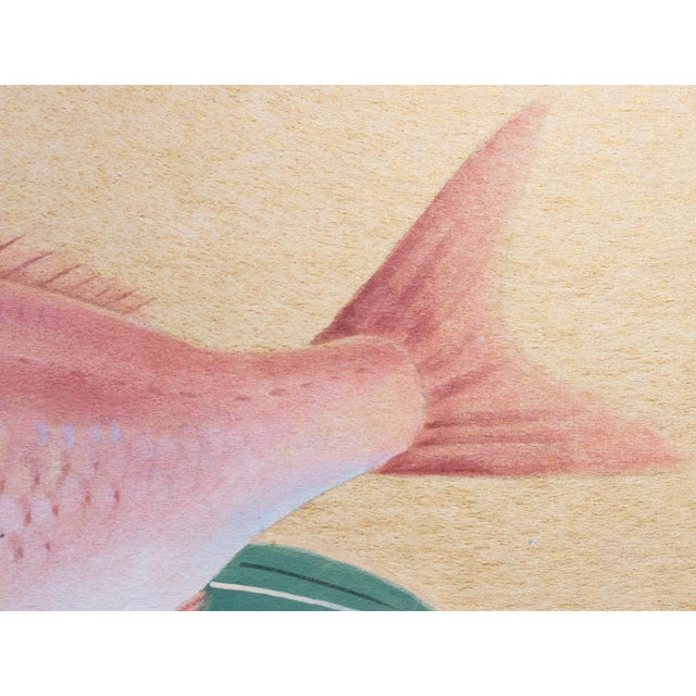 "Red Snapper", Heisei Era Japanese Watercolor Painting For Sale - Image 10 of 17