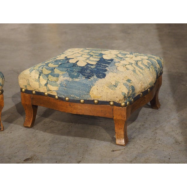 Mid 19th Century Pair of 19th Century French Louis Philippe Fruitwood and Tapestry Foot Stools For Sale - Image 5 of 15