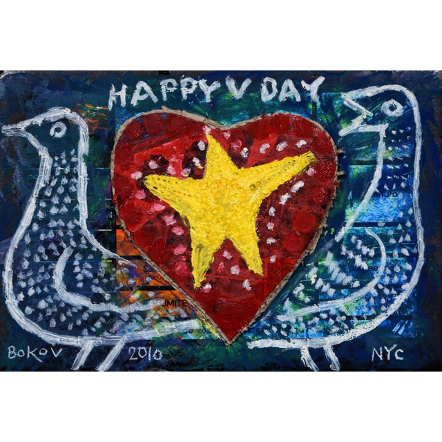 Konstantin Bokov, Happy V Day, Oil and Mixed Media Collage With Found Objects, Signed l.l. For Sale