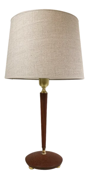Mid-Century Swedish Teak and Brass Table Lamp from Göteborgs Armaturhandverk, 1950s