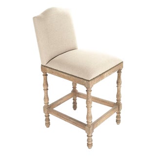 Aria Counter Stool - Natural Linen / Limed Grey Oak Frame For Sale
