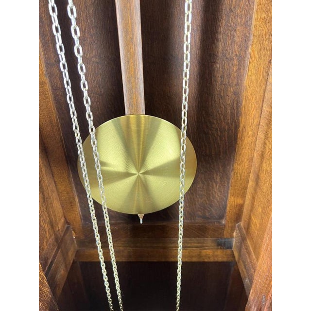 Brown Vintage French Longcase Grandfather Clock in Oak For Sale - Image 8 of 11