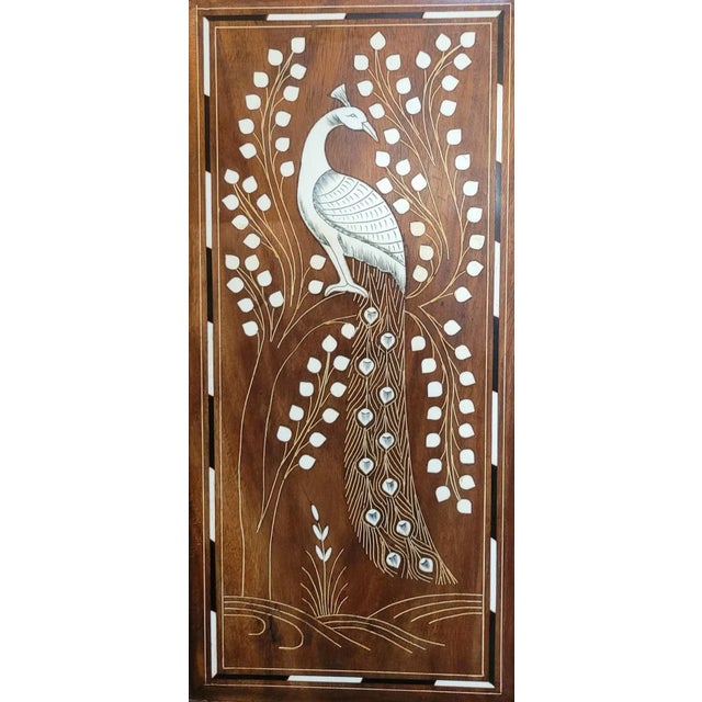 Early 20c Anglo Indian Profusely Inlaid 4 Panel Screen or Room Divider For Sale - Image 11 of 12