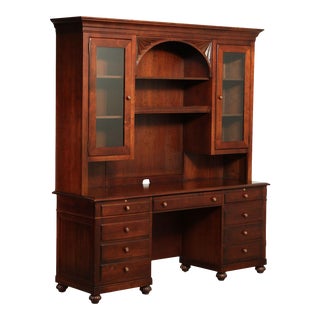 1990s Ethan Allen British Classics Collection Hutch Top Computer Desk For Sale