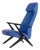 Vintage Italian Blue Armchair in Wood and Fabric, 1950s For Sale