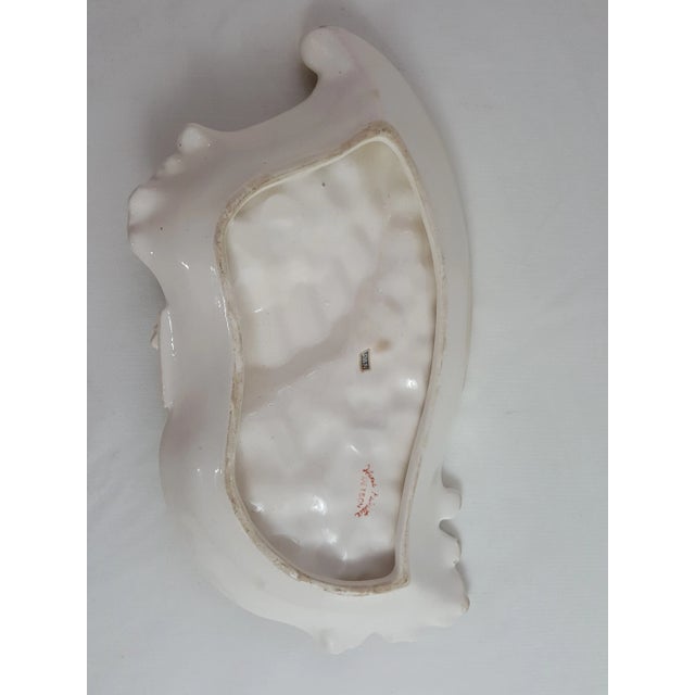 Betson Majolica Hand Painted Ash Receiver With Fruit & Leaf Pattern in Pastels and Gold Accents For Sale - Image 4 of 5