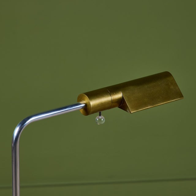 Cedric Hartman Narrow Shade Brass and Stainless Steel Floor Lamp For Sale In Los Angeles - Image 6 of 12