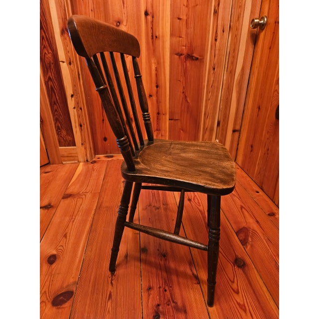 English Late 19th Century Antique English Elm Chair For Sale - Image 3 of 9