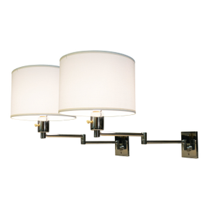 Matched Pair of George Hansen NY Chrome Swing Arm Extension Wall Lamps Metalarte 1950's Spain