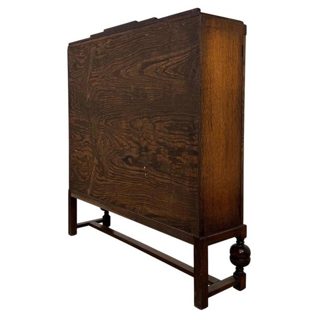 Wood Antique English Oak Display and Storage Cabinet Vitrine For Sale - Image 7 of 11