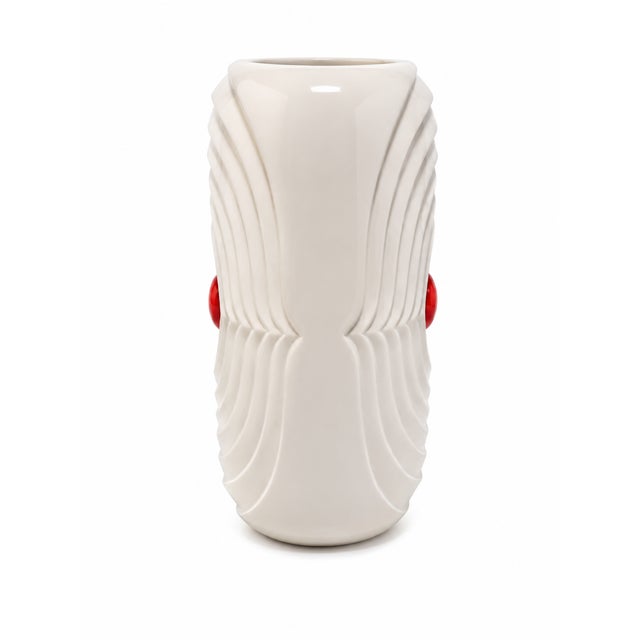 Vintage KPM Bavaria Op Art White Porcelain Vase With Red Sphere Accent, West Germany For Sale - Image 4 of 5