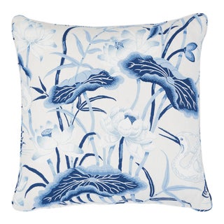 Schumacher Lotus Garden Pillow in Porcelain For Sale