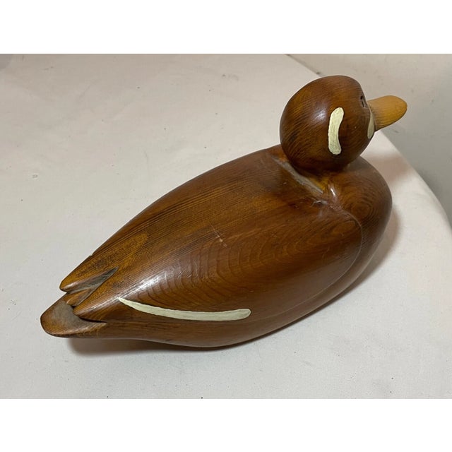 Vintage 1986 Charles Bruno Carved Wood Folk Art Duck Decoy Bird Sculpture Statue For Sale - Image 14 of 14