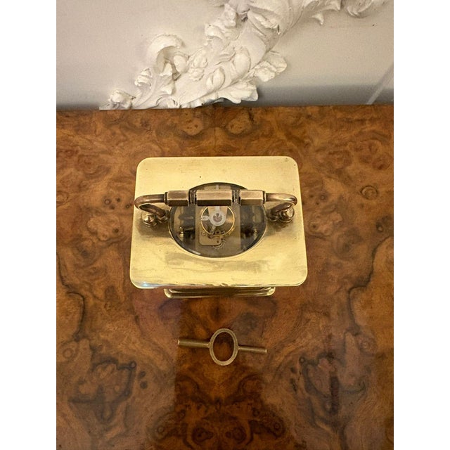 Antique French Victorian Brass Carriage Clock, 1880 For Sale - Image 6 of 8