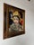 Striking vintage oil on canvas portrait depicting a young Japanese girl in elaborate traditional ceremonial attire, signed...