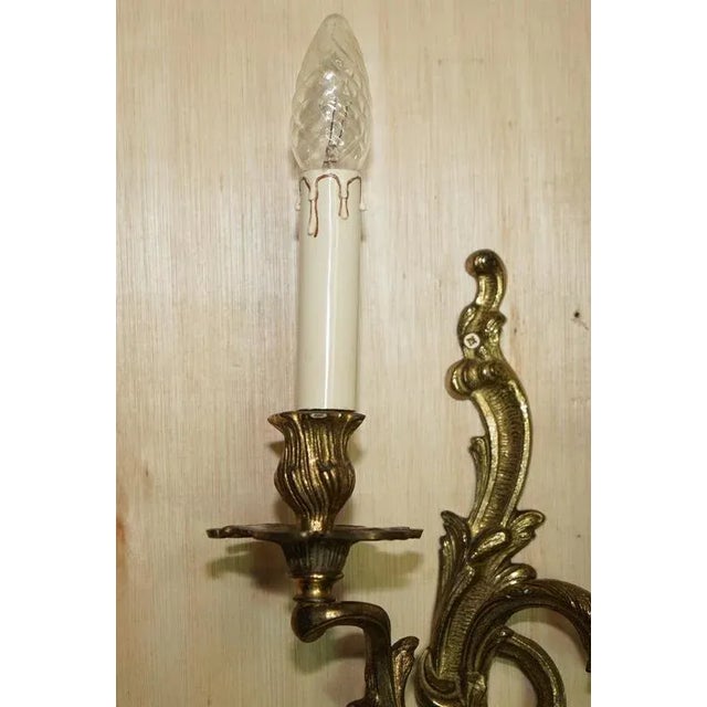 Large Vintage French Bronze Candle Wall Lights, 1920s, Set of 2 For Sale - Image 15 of 18