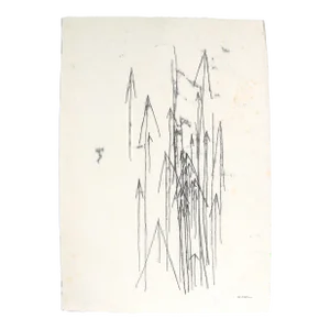Monochromatic Arrow Abstract 20th Century Ink Transfer Print