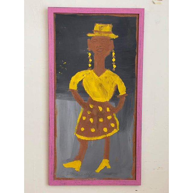 1990s Jimmy Lee Sudduth Painting “Farmers Wife” Self Taught Art Vintage, Framed For Sale - Image 11 of 12