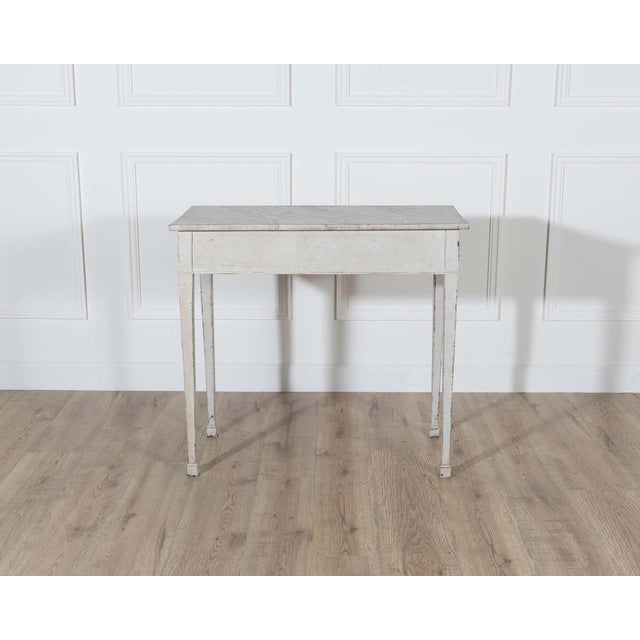 Wood Danish Neoclassical Painted Console Table with Marbled Top, Circa 1820 For Sale - Image 7 of 8