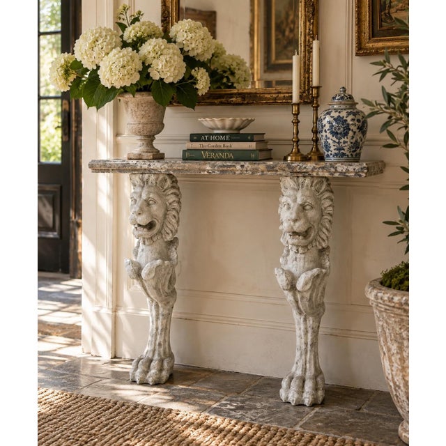 Architectural and quietly dramatic, this pair of Roman lion pedestals brings a sense of permanence to a space. Inspired by...