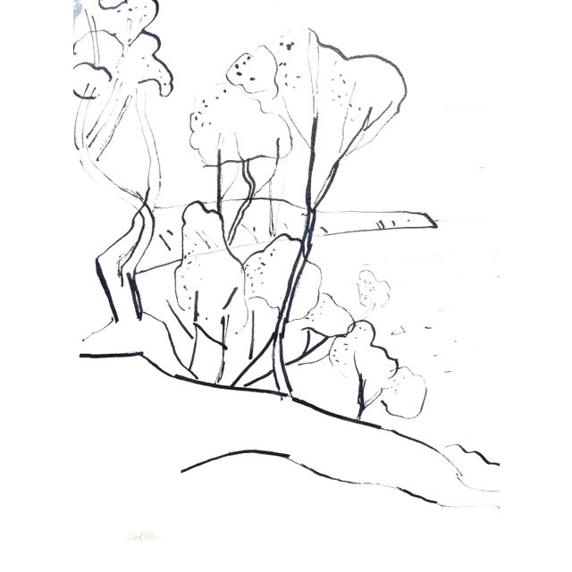"California Landscape" Contemporary Abstract Landscape Ink Drawing by Martha Holden For Sale - Image 4 of 4