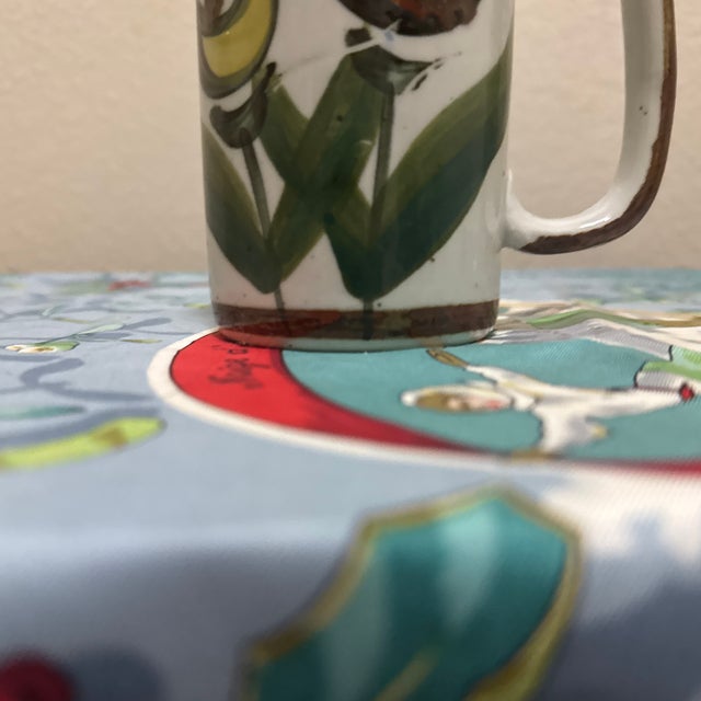 Mid-Century Modern 1960s Mid-Century Modern Hand-Painted Ceramic Stoneware Mug With Abstract Floral Motif For Sale - Image 3 of 9
