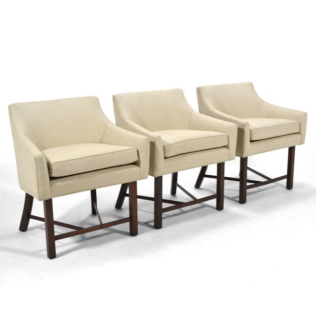 These light, lithe and elegant armchairs by Harvey Probber are scaled perfectly to serve as part of a larger seating group...