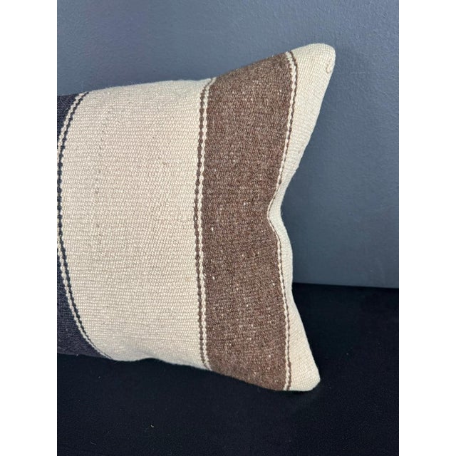 Turkish Hemp Pillow Cushion Natural Beige Black Pillow Cushion Cover 16" x 24" For Sale - Image 4 of 4
